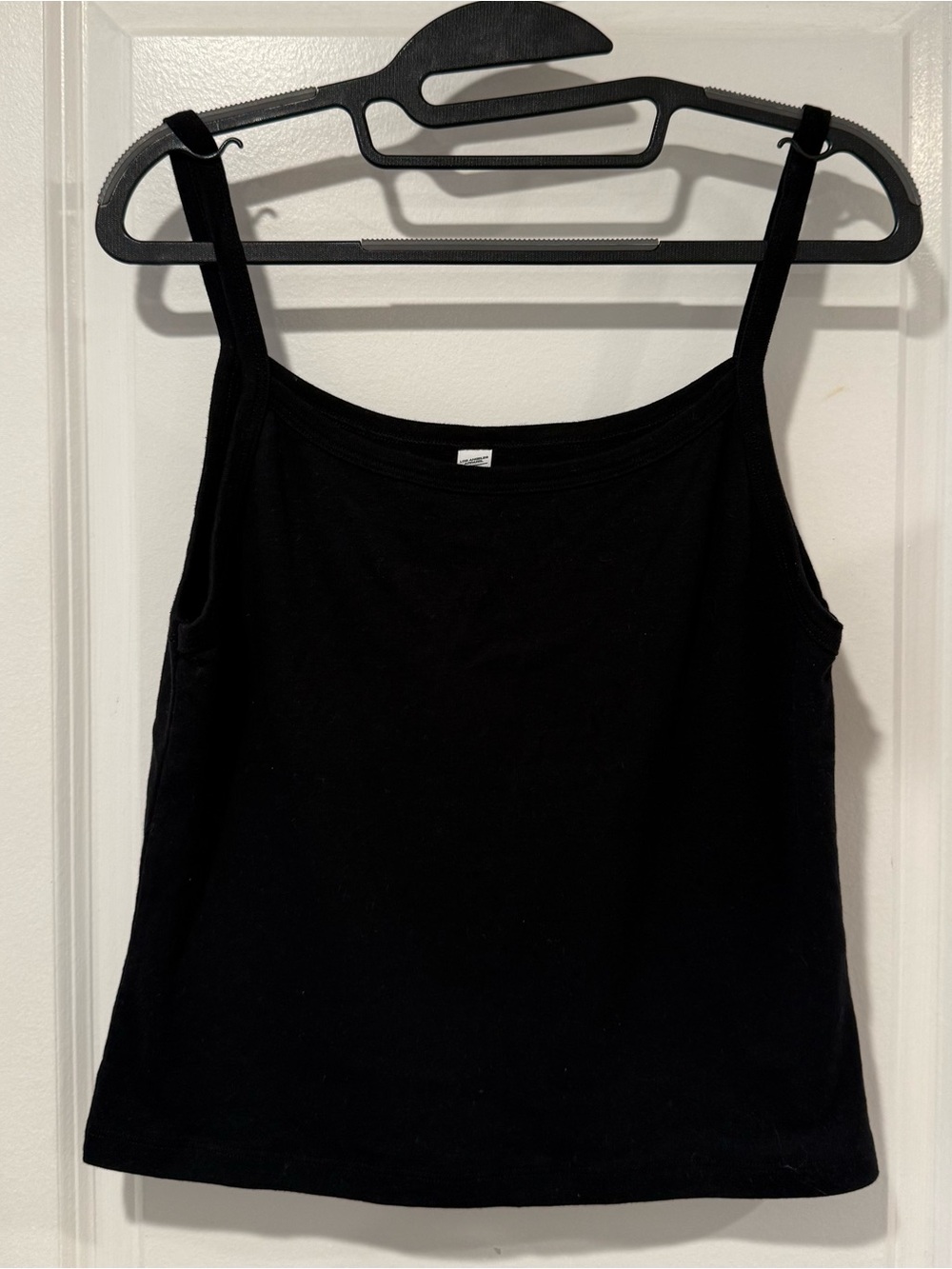 Los Angeles Apparel Black Ribbed Tank Top with Wide Straps